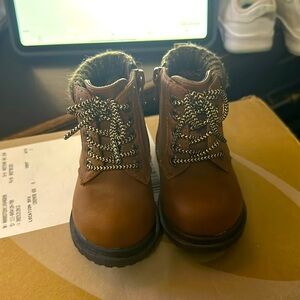 Brown zip up lace up boots